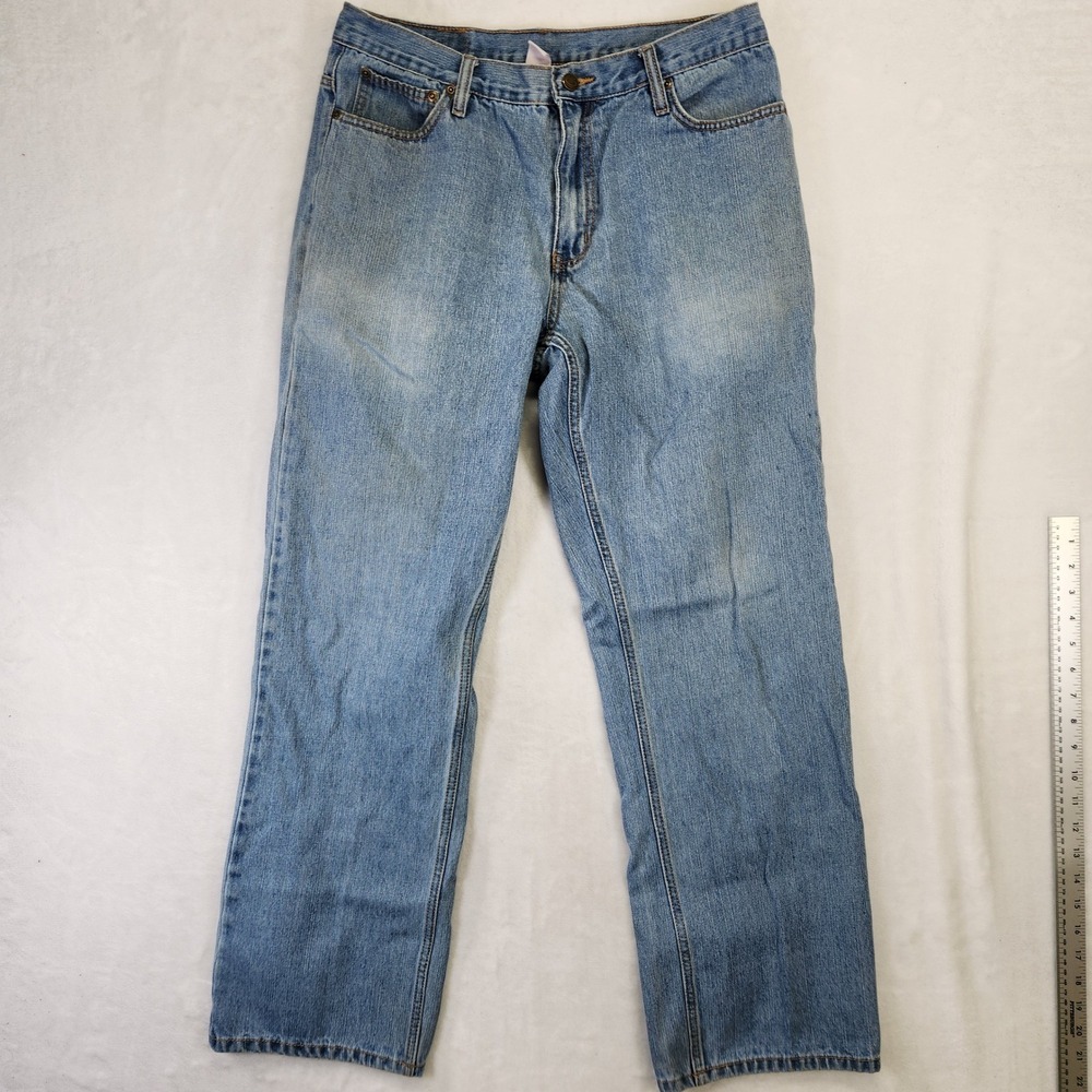 Open Trails Mens Light Wash‎ Straight Leg Stonewashed Distressed Jeans 34x34